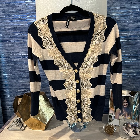 Charlotte Tarantola Sweaters - Charlotte Tarntola striped lace cardigan